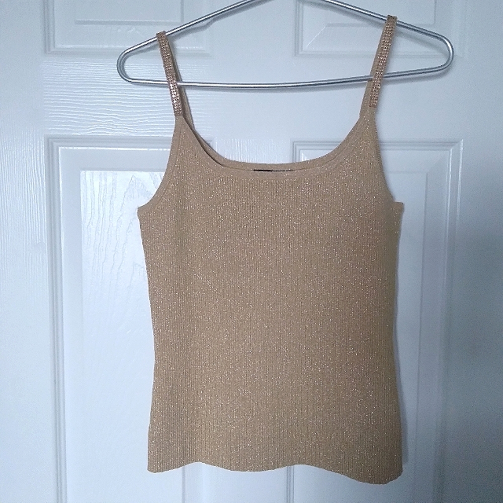 Pointelle silk blend tan knit cami